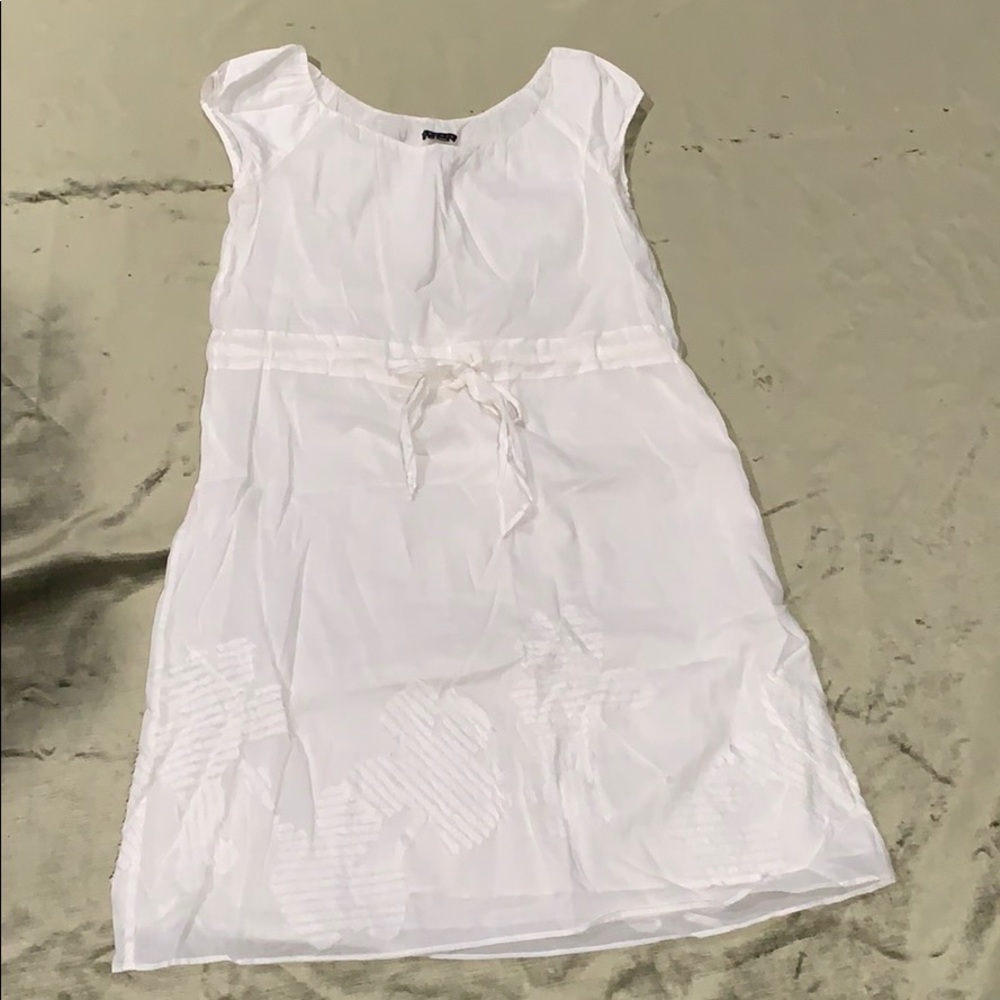 Theory white linen scoop neck sleeveless dress